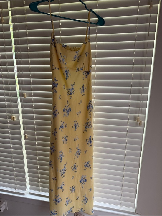 Hollister Dresses & Skirts - Hollister Yellow Maxi Dress with Blue Floral Print